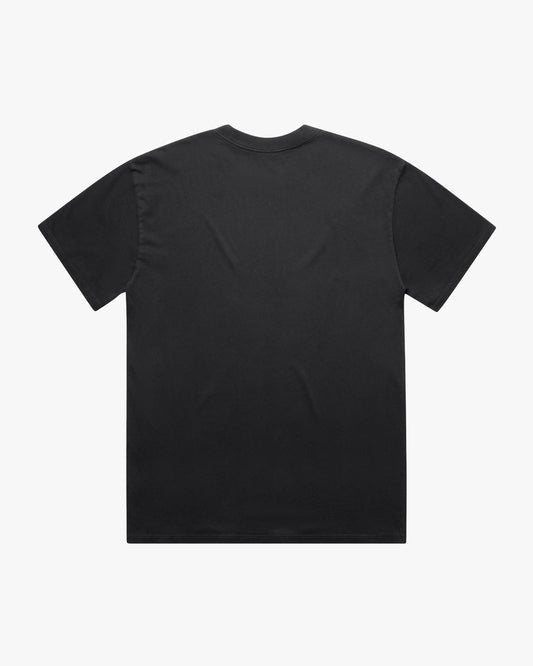 Back of a blank black t-shirt