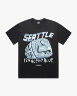 Black t-shirt with Seattle graphic on chest