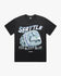 Black t-shirt with Seattle graphic on chest