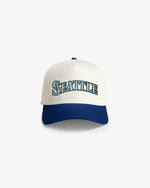 Natural color and blue brim Seattle hat.