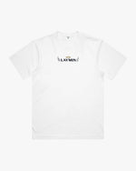 White t-shirt with 'LAYMIN' logo on the chest