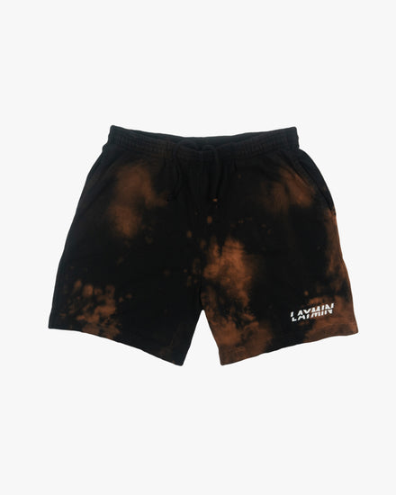 black sweatshort bleached front